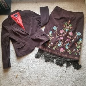 Elizabeth Dalton Western Brown Blazer /Maxi Skirt